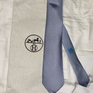 Hermes Blue Silk Ties Elegant Accessories